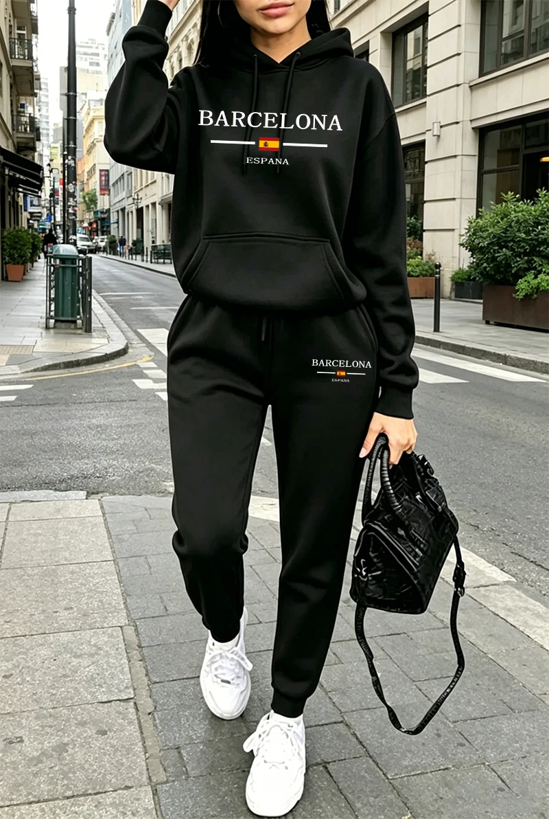 Winter Clothing - Modieus dames trainingspak met print, casual